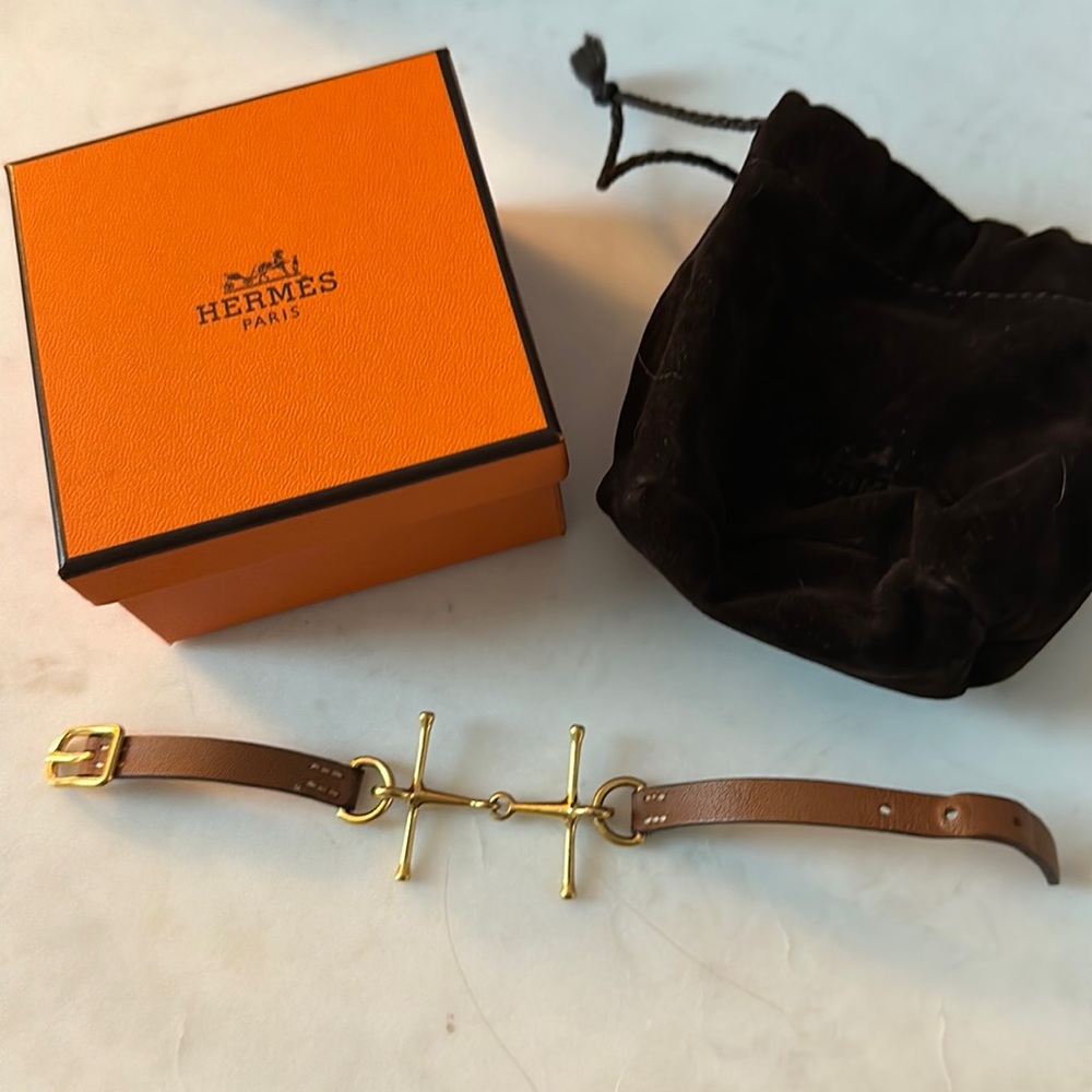 AUTHENTIC ULTRA RARE Hermes Bit Bracelet with Gold Hardware